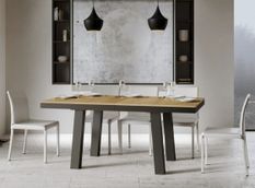 Table extensible avec pieds acier anthracite Bridy evolution