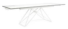 Table extensible blanche 6 à 12 places en céramique et acier Kazar 160/240 cm