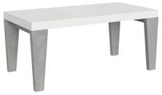 Table extensible blanche et pieds bois gris béton 6 à 20 places Kristo 180 à 440 cm