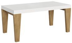 Table extensible blanche et pieds chêne naturel 6 à 20 places Kristo 180 à 440 cm