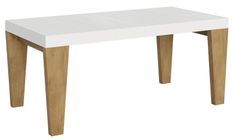Table extensible blanche et pieds chêne naturel 6 à 12 personnes Kristo L 180 à 284 cm