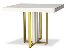 Table extensible bois blanc et pieds métal doré Tessa 90/240 cm