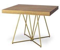 Table extensible bois chêne clair et pieds métal doré Neui 90/240 cm