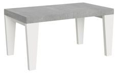 Table extensible bois gris béton et pieds bois blanc 6 à 20 places Kristo 160 à 420 cm
