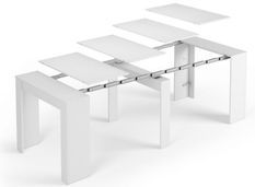 Table extensible bois melamine blanc Robas 51/237 cm