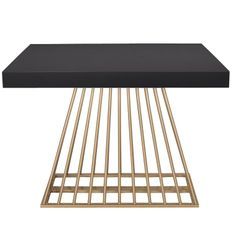 Table extensible bois noir et pieds métal doré 4 à 10 personnes L 100 à 240 cm Loïs