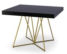 Table extensible bois noir et pieds métal doré Neui 90/240 cm