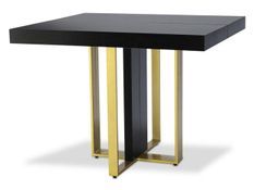 Table extensible bois noir et pieds métal doré Tessa 90/240 cm