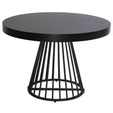Table ronde extensible bois noir et pieds métal Erry 110/260 cm