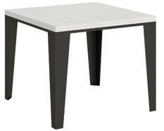 Table extensible carrée 4 à 6 places L 90 à 180 cm bois blanc et pieds métal anthracite Librio