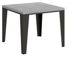 Table extensible carrée 4 à 6 places L 90 à 180 cm bois gris béton et pieds métal anthracite Librio