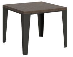 Table extensible carrée 4 à 6 places L 90 à 180 cm bois noyer et pieds métal anthracite Librio