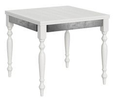 Table extensible carrée 4 à 8 places L 90 à 180 cm bois blanc Romencia