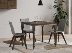 Table extensible carrée 4 à 8 places L 90 à 180 cm bois noyer Lubria