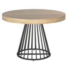 Table ronde extensible chêne clair et pieds métal Erry 110/260 cm