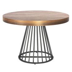 Table ronde extensible chêne foncé et pieds métal Erry 110/260 cm