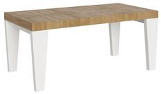 Table extensible chêne naturel et pieds bois blanc 6 à 12 personnes Kristo L 180 à 284 cm