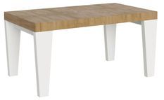 Table extensible chêne naturel et pieds bois blanc 6 à 20 places Kristo 160 à 420 cm