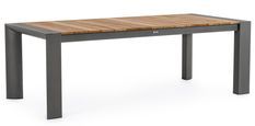 Table extensible de jardin haut de gamme bois de teck aluminium anthracite Kamera 228/261/294 cm