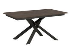 Table extensible design 160 à 220 cm bois foncé et pieds entrelacés métal anthracite Gary