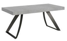 Table extensible design 8 à 20 personnes gris et pieds métal incurvés anthracite L 180 à 440 cm Volta