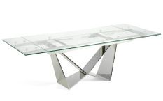 Table extensible design acier chromé et verre trempé Trypa 160-220 cm
