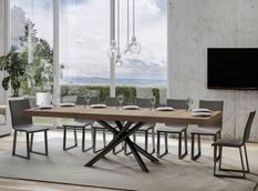 Table extensible design pieds arrondis entrelacés anthracite Zeus