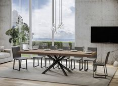 Table extensible design pieds arrondis entrelacés anthracite Zeus