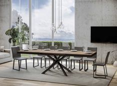 Table extensible design pieds arrondis entrelacés anthracite Zeus evolution