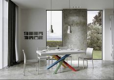 Table extensible design avec pieds entrelacés multicouleurs Artemis