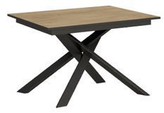 Table extensible design L 120 à 180 cm chêne clair et pieds entrelacés métal anthracite Gary