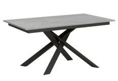 Table extensible design L 120 à 180 cm gris béton et pieds entrelacés métal anthracite Gary