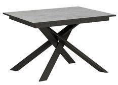 Table extensible design L 120 à 180 cm gris béton et pieds entrelacés métal anthracite Gary