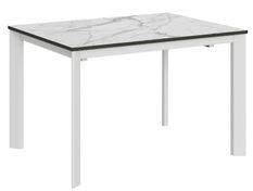 Table extensible effet marbre blanc calacatta 120 à 170 cm Itania