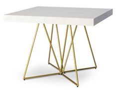 Table extensible effet marbre blanc et pieds métal doré Neui 90/240 cm