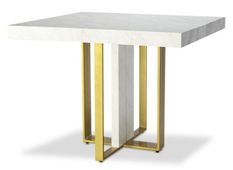 Table extensible effet marbre blanc et pieds métal doré Tessa 90/240 cm