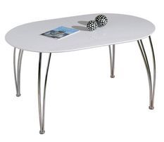 Table extensible laqué blanc et pieds métal chromé Vali 140/180 cm