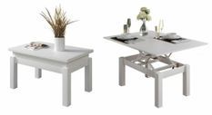Table extensible rectangulaire 90 à 120 cm bois blanc Jona