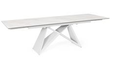 Table extensible VERONA 180/260 cm - Céramique blanche effet marbre et pieds laqués blanc