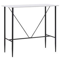 Table haute de bar bois blanc et pieds métal noir Meica 120 cm