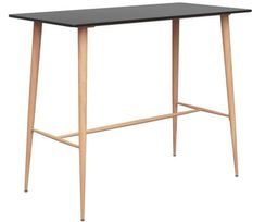 Table haute de bar bois noir et pieds métal bois clair Locko 120 cm
