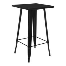 Table haute de bar carrée acier brillant noir Kontoir 60 cm