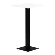 Table haute de bar carrée blanc et pieds carré acier noir Mooby 70 cm