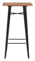 Table haute de bar carrée bois foncé et acier noir Terez
