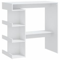 Table haute de bar étagère de rangement Blanc 100x50x101,5 cm