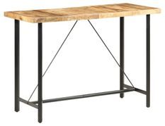Table haute de bar manguier massif clair et pieds métal noir Atsir 150 cm
