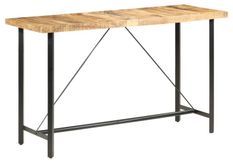 Table haute de bar manguier massif clair et pieds métal noir Atsir 180 cm