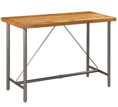 Table haute de bar rectangulaire teck recyclé massif et acier Joy 150