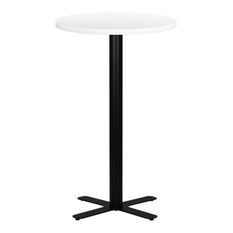 Table haute de bar ronde blanc et pieds en forme de croix acier noir Kooky 70 cm