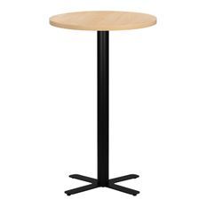 Table haute de bar ronde bois clair et pieds en forme de croix acier noir Kooky 70 cm